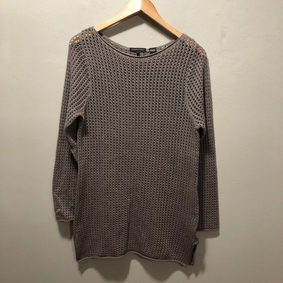 {Jeanne Pierre} Open Knit Pullover Tunic Sweater - Picture 2 of 6